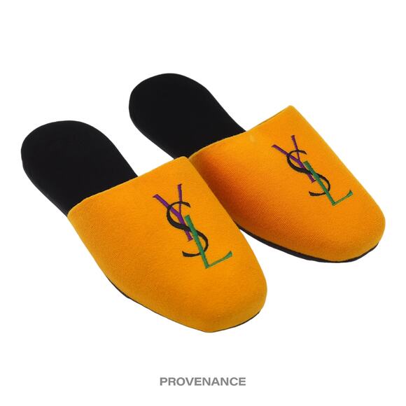 🔴 Yves Saint Laurent YSL Logo Slipper - Yellow Velour - Picture 3 of 6